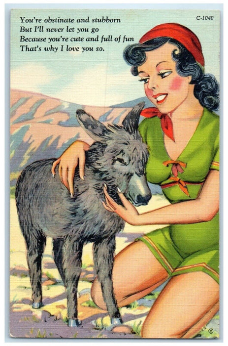 1940 Pretty Girl And Goat Mountain View Hot Springs National Park AR Postcard