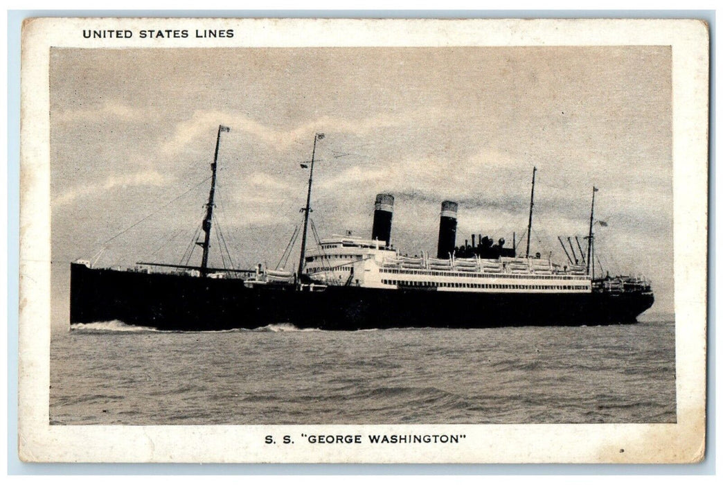 c1910's United States Lines SS Steamer Ship George Washington Antique Postcard