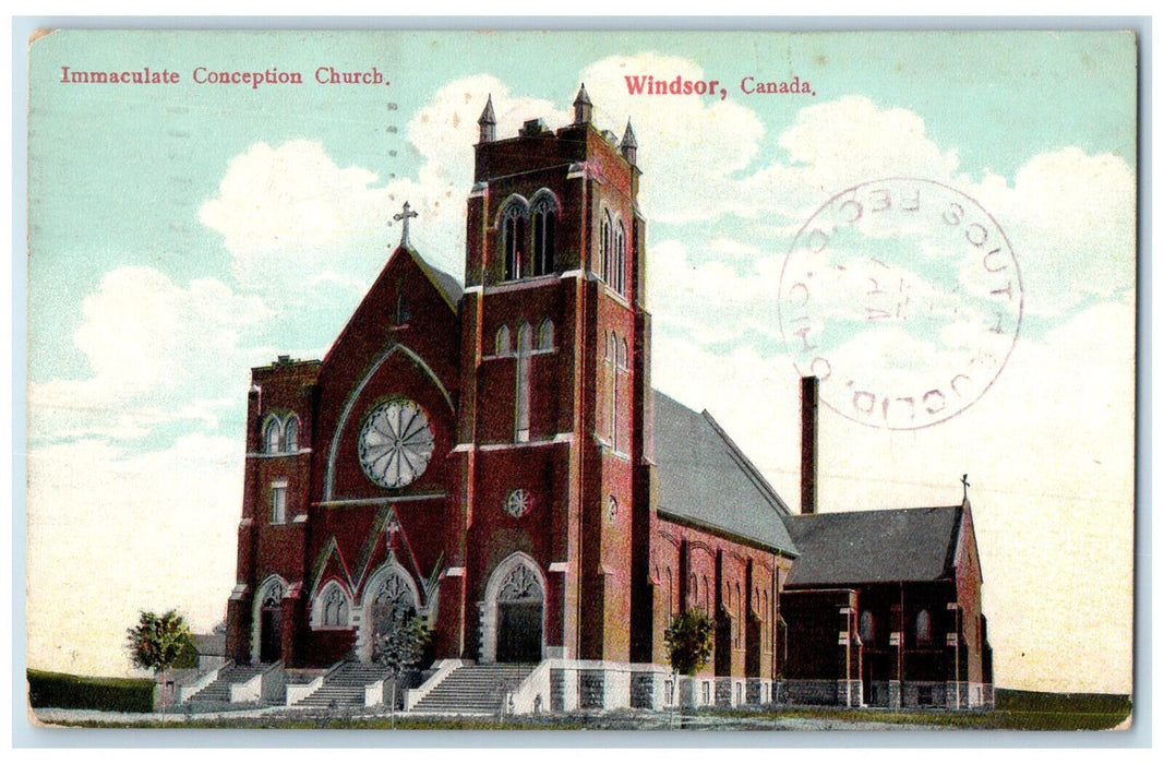 1909 Immaculate Conception Church Windsor Canada South Euclid Ohio OH Postcard