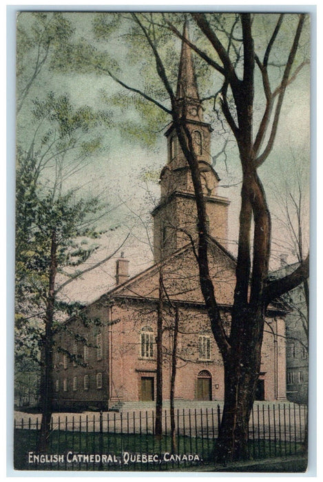 c1910 View of English Cathedral Quebec Canada Unposted Antique Postcard