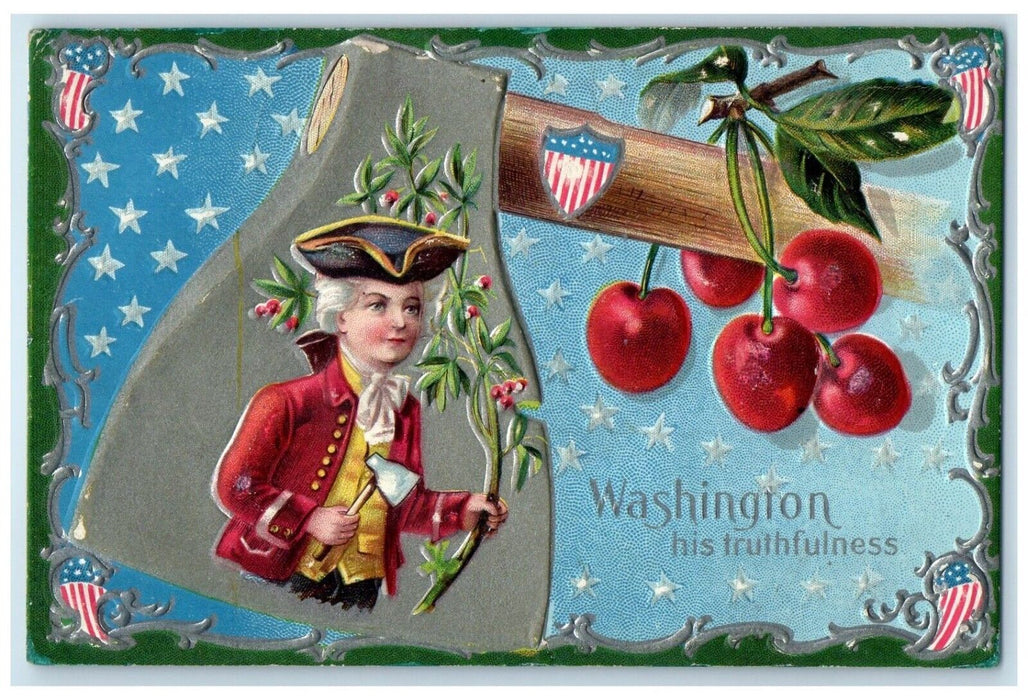 1911 Washington Holly Berries Hatchet Embossed Beardsley Kansas KS Postcard