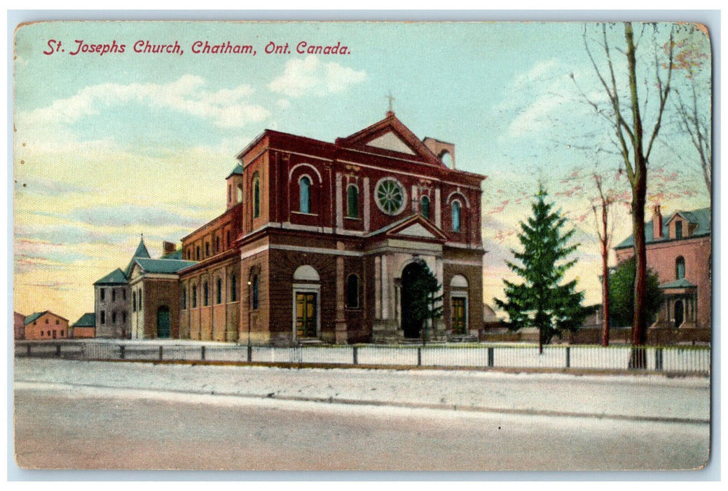 1916 St. Josephs Church Chatham Ontario Canada Antique Unposted Postcard