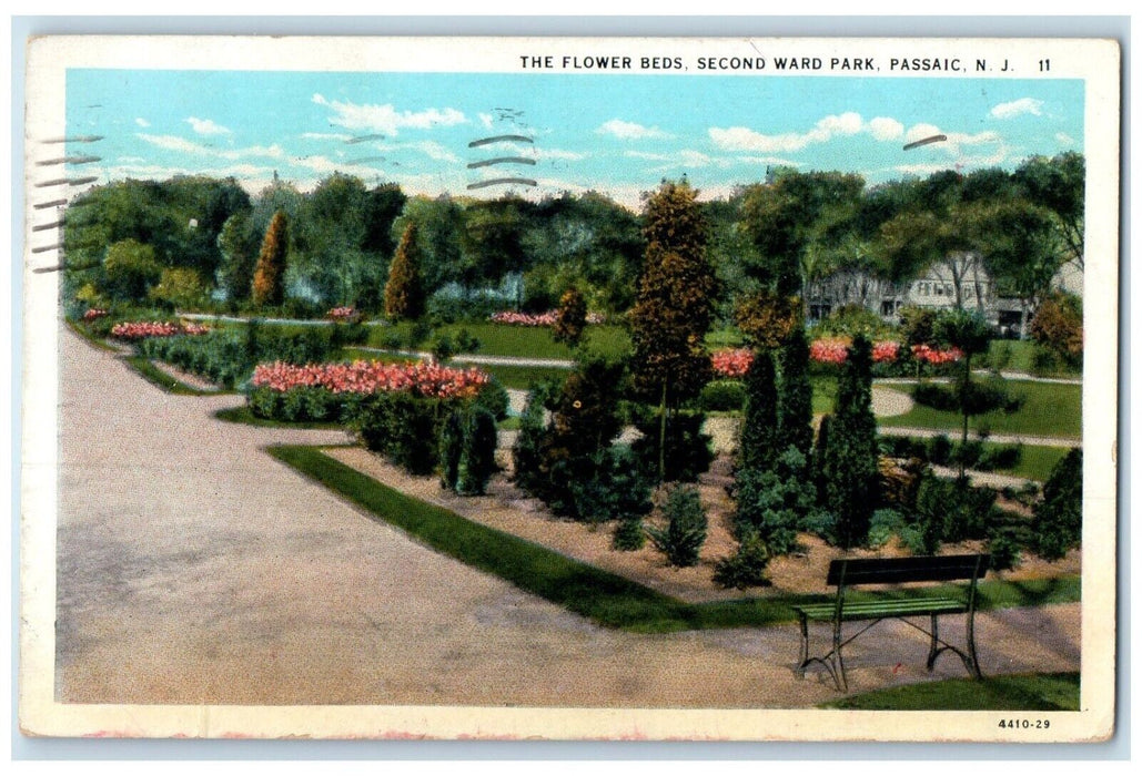 1937 Flower Beds Second Ward Park Garden Exterior Passaic New Jersey NJ Postcard