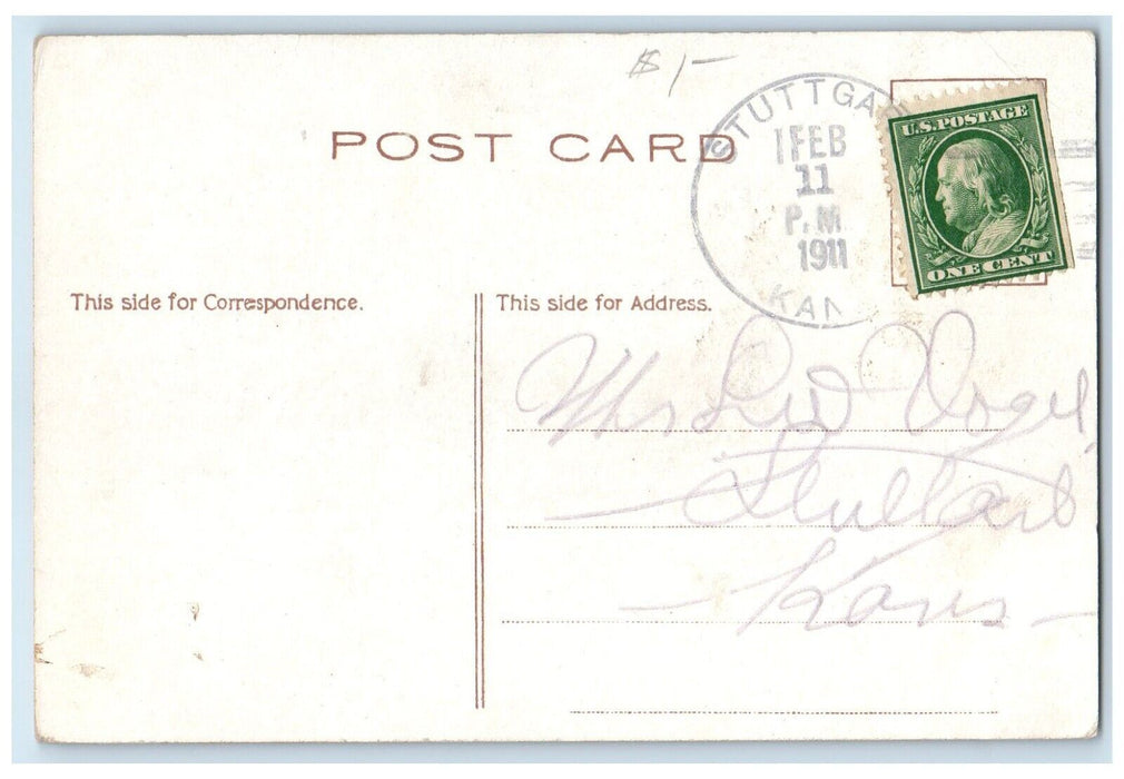 1911 The Lover Birds And The Bluejay Stuttgart Kansas KS Posted Antique Postcard