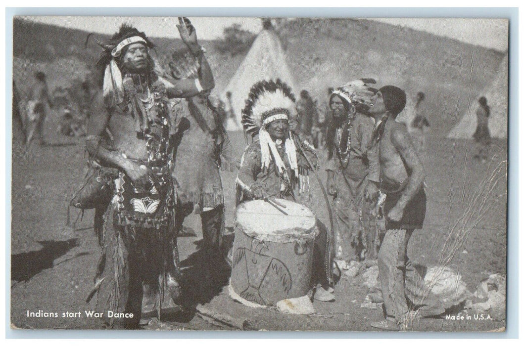 c1905 Indians Start War Dance Native American Unposted Antique Postcard