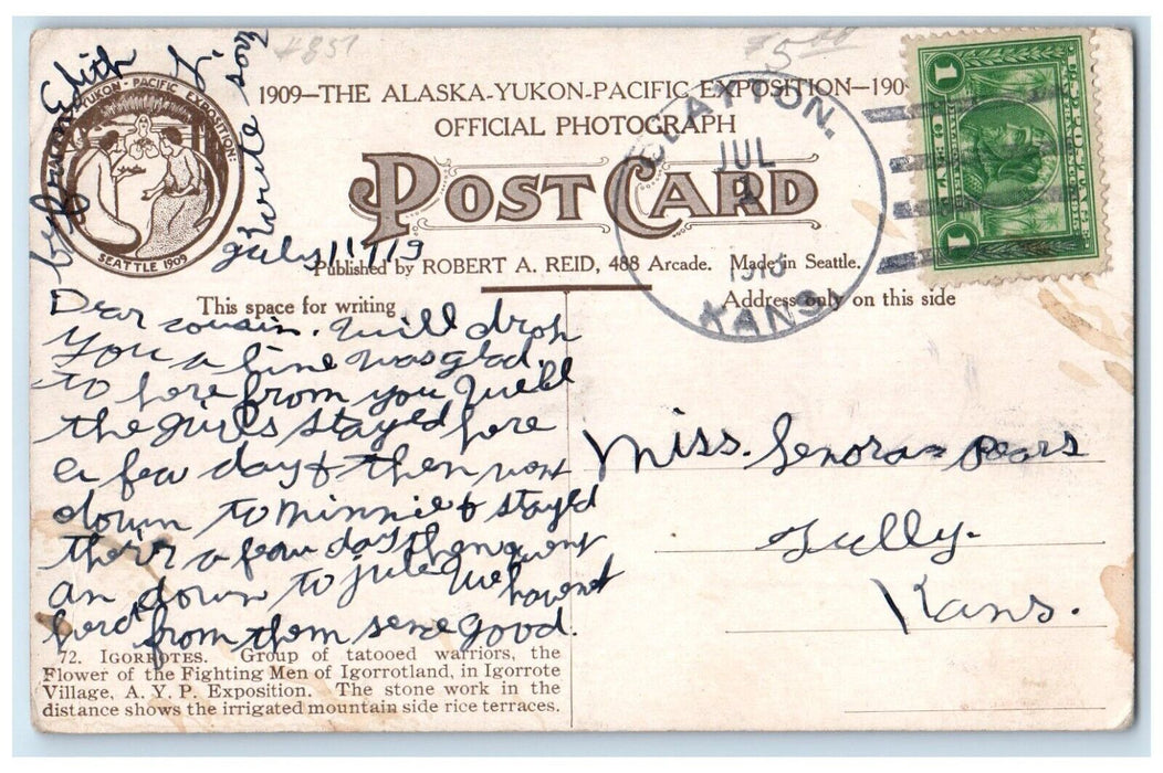 1913 The Igorrotes Group Alaska Yukon Pacific Exposition Clayton KS Postcard