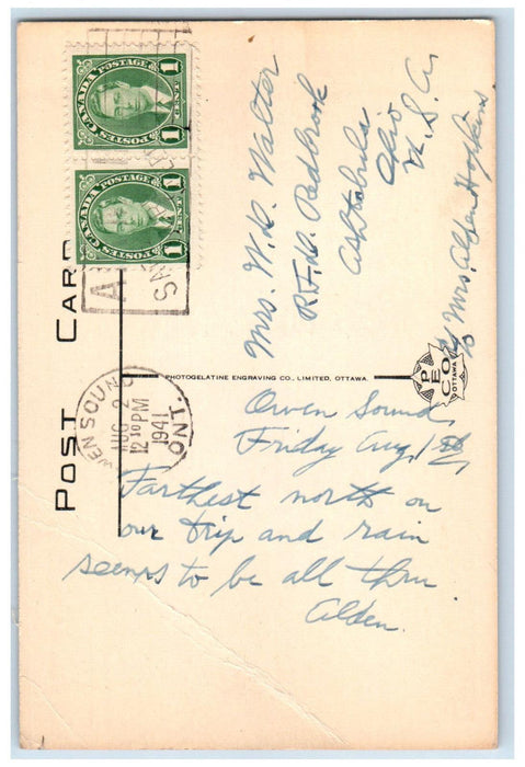 1941 View of River Butchart Estate Owen Sound Canada Vintage Posted Postcard
