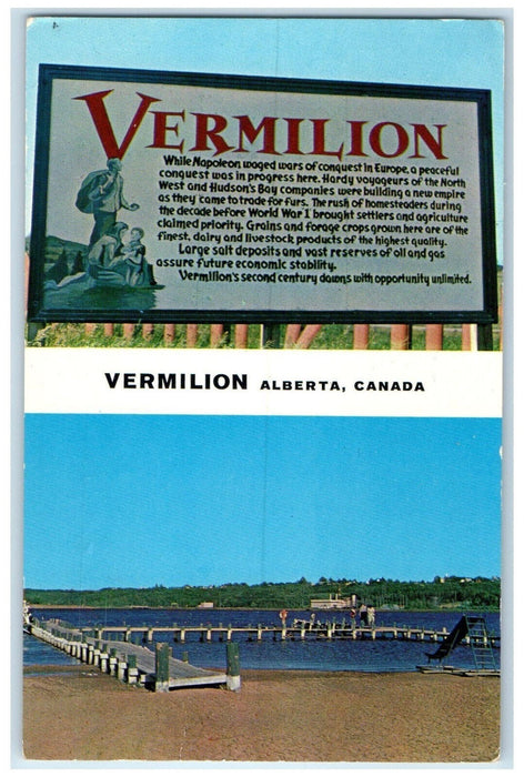 1964 Agricultural Community Beach Dock Vermillion Alberta Canada Postcard