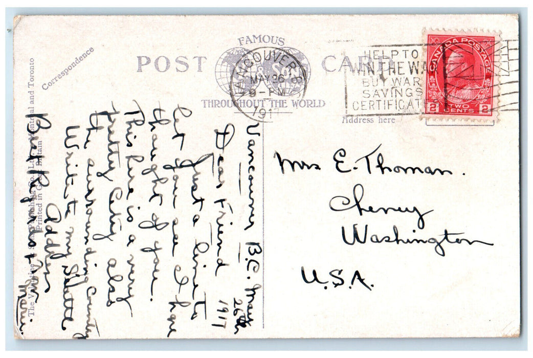 1917 Granville Street Bridge Vancouver British Columbia Canada Postcard