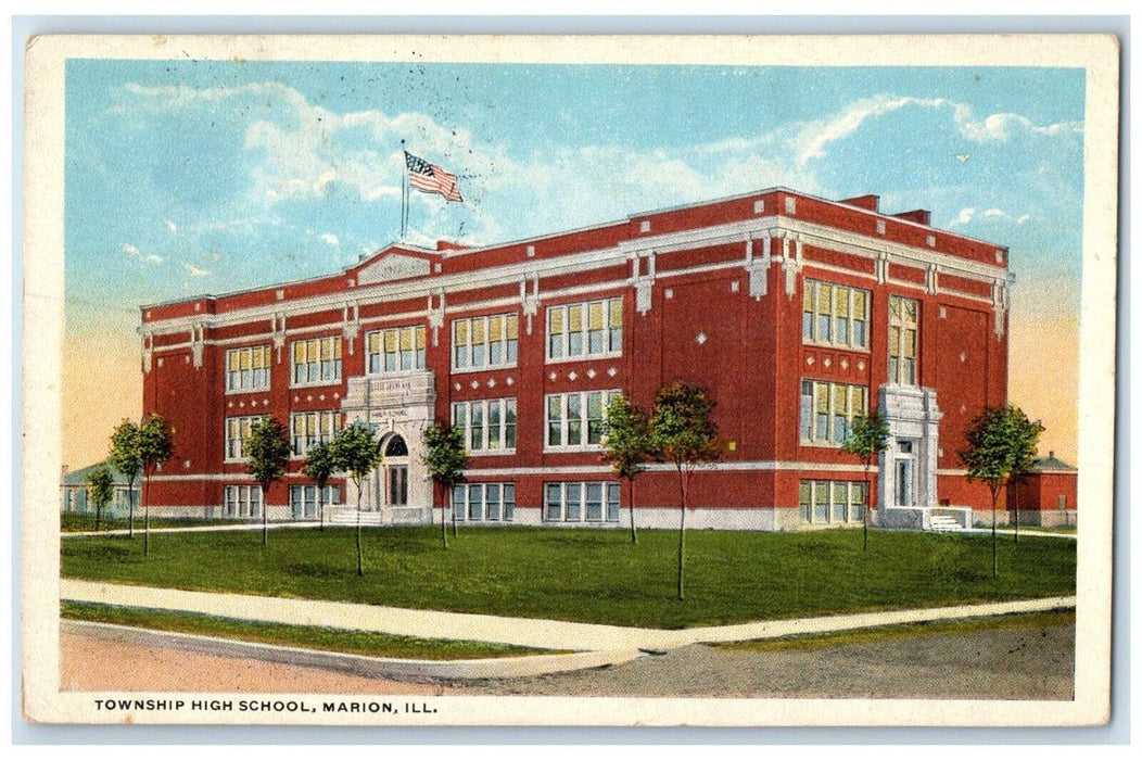 1920 Township High School Marion Illinois IL, Memorial Day Message Postcard