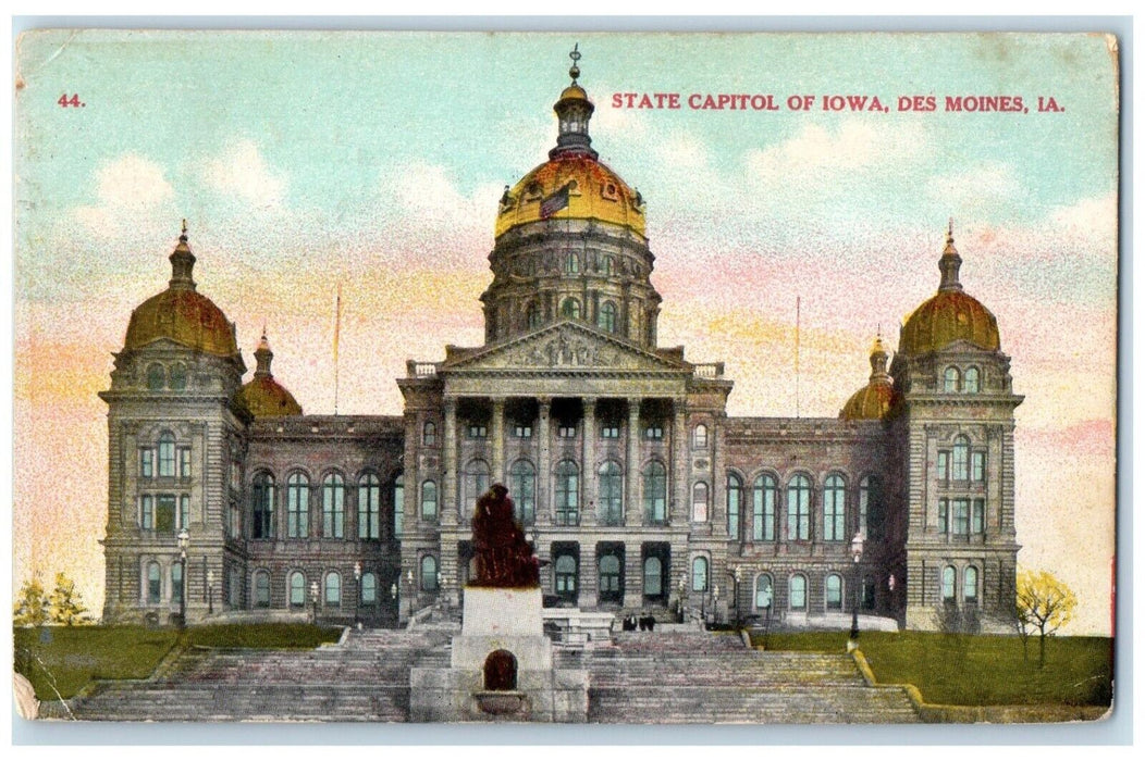 1909 State Capitol Of Iowa Des Moines IA, Secret Code Rockwell City IA Postcard