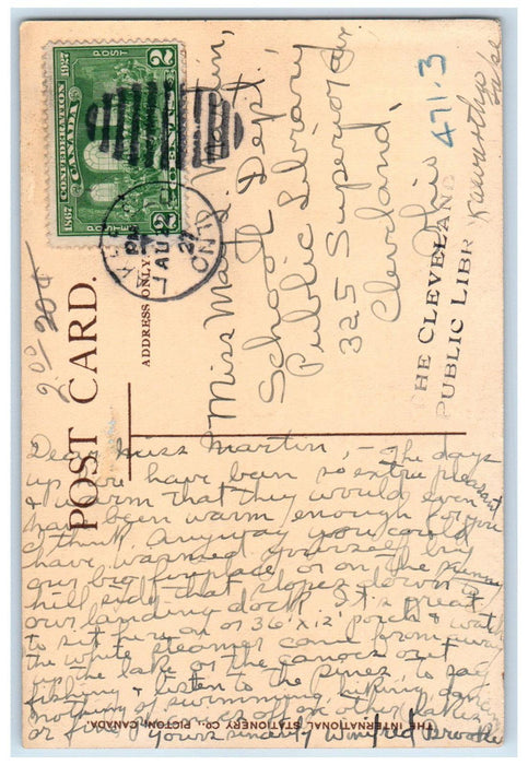 1927 Burleigh Falls Kawartha Lakes Central Ontario Canada Vintage Postcard