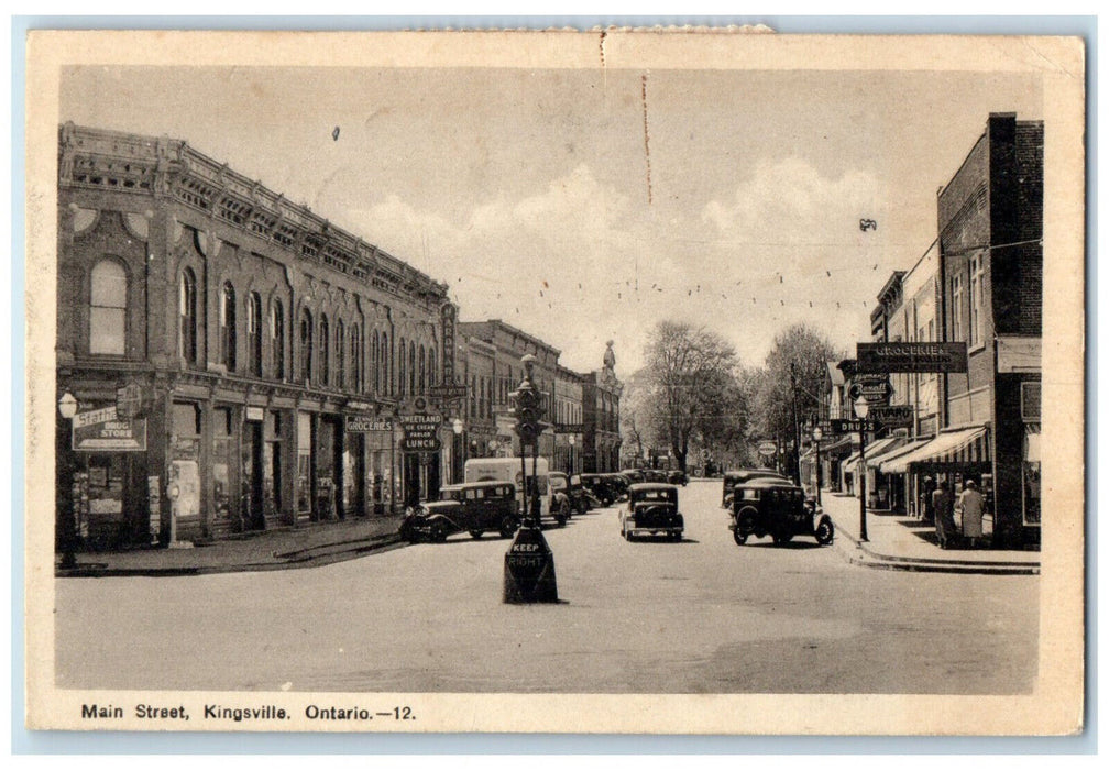 c1950's Grocery Drugstore Main Street Kingsville Ontario Canada Postcard
