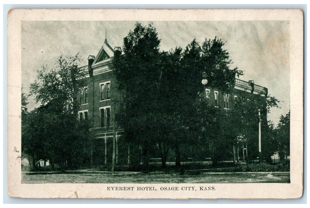 c1910's Everest Hotel Building Osage City Kansas KS Posted Antique Postcard