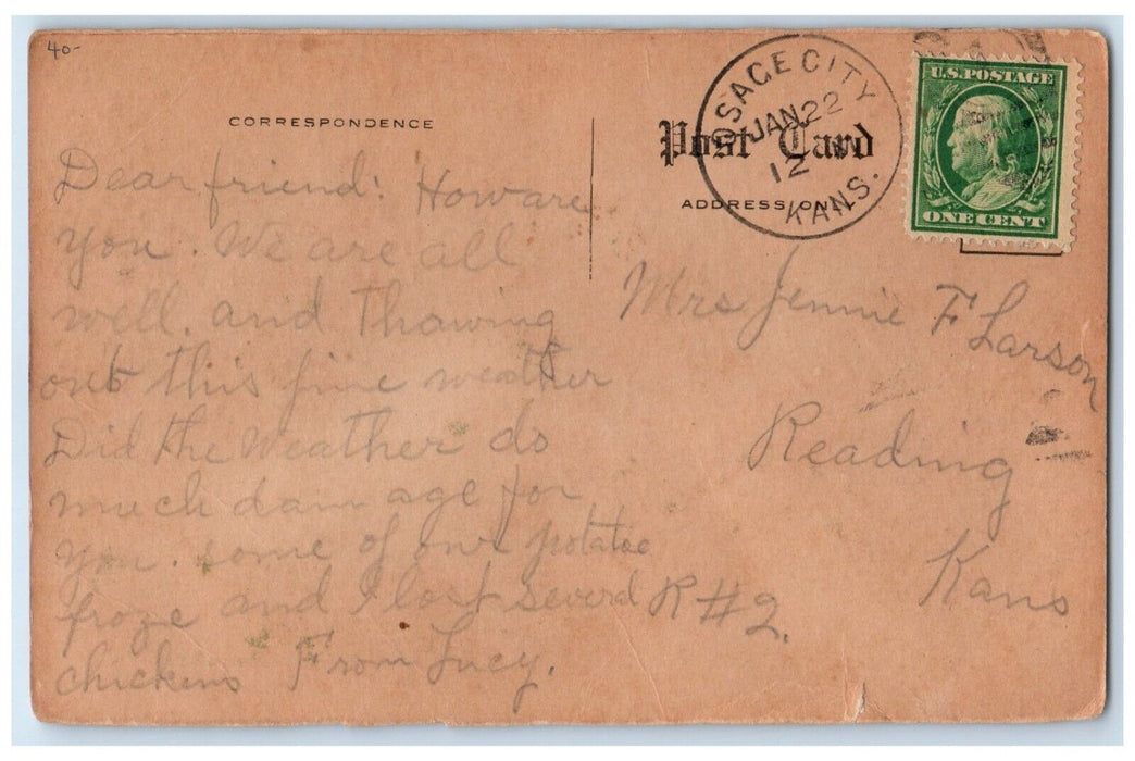 c1910's Everest Hotel Building Osage City Kansas KS Posted Antique Postcard
