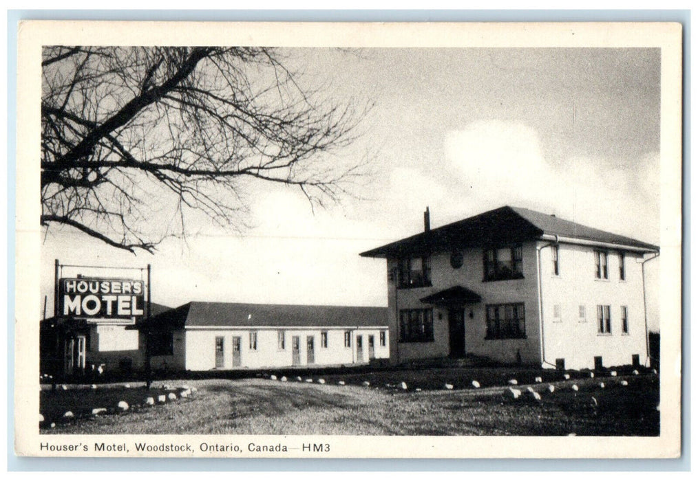 c1950's Houser's Motel Woodstock Ontario Canada Vintage Unposted Postcard