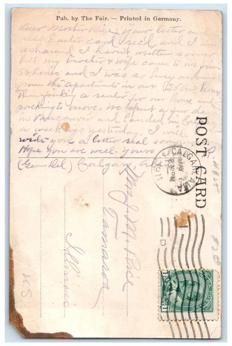 1911 9th Avenue Hotel Cafe Looking West Calgary Alberta Canada Antique Postcard