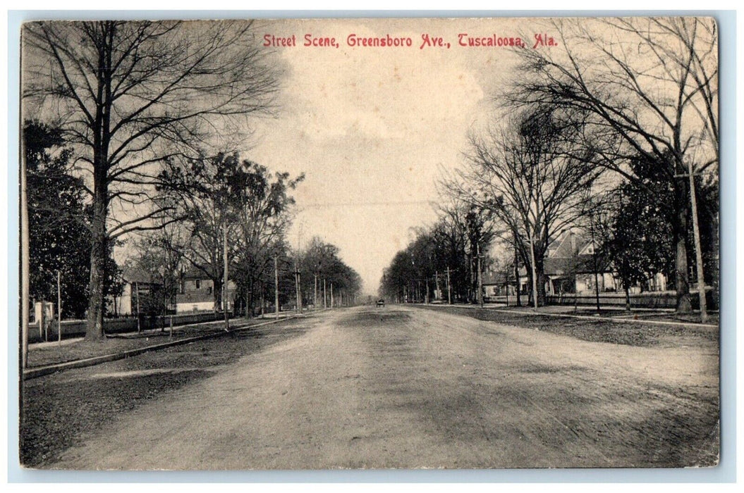 1909 View Of Street Scene Greensboro Ave. Tuscaloosa Alaska AK Antique Postcard