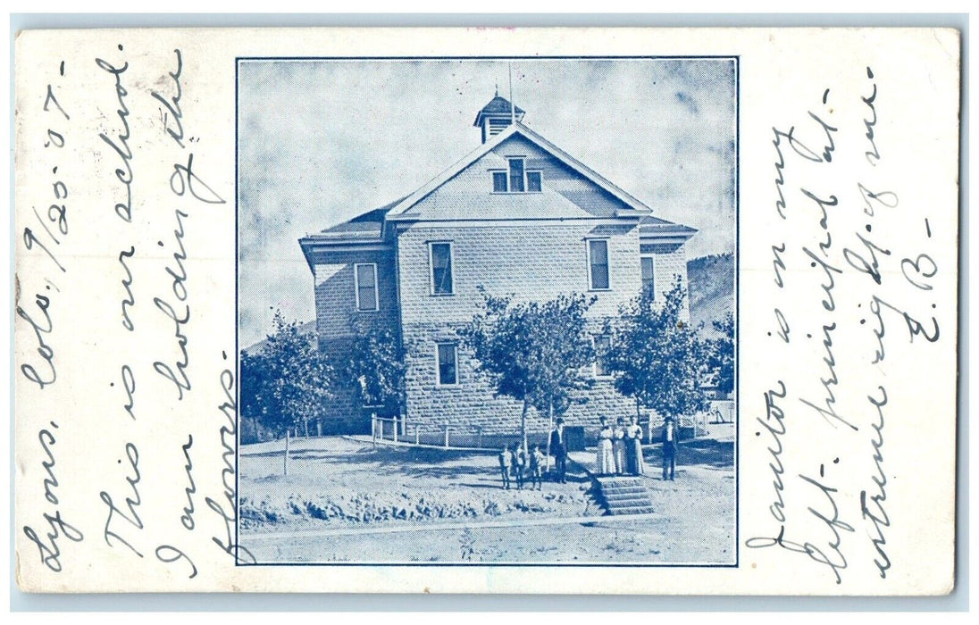 1907 School Building Lyons CO Portland OR Directory Clerk No. 1 Antique Postcard