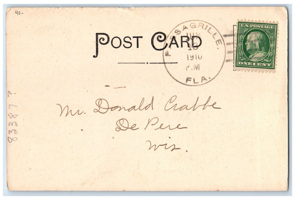 1910 The Fishermans Home Pass A Grille Florida FL, Boat Scene Antique Postcard