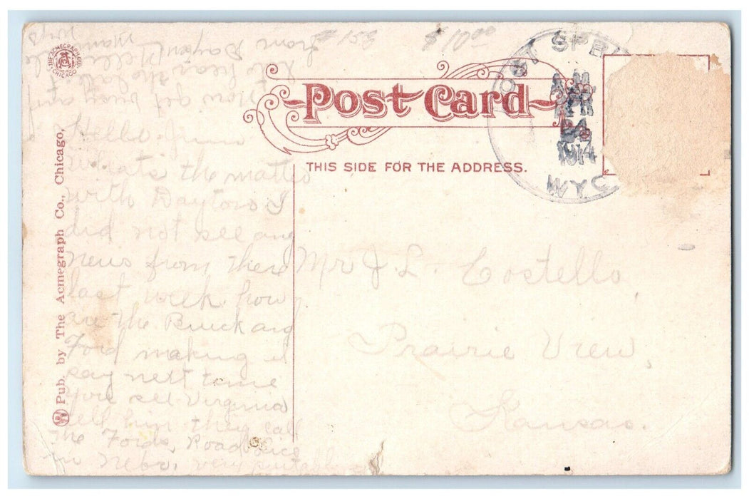 1914 Burlington Depot Exterior Building Locomotive Lincoln Nebraska NE Postcard