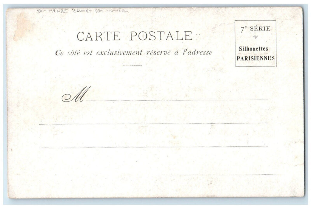 c1905 Pretty Woman Henri Boutet Art Nouveau Unposted Antique Postcard