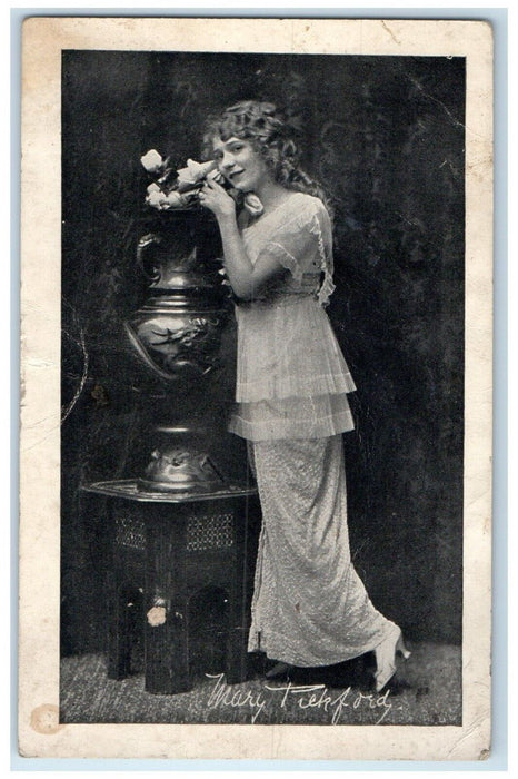 c1910's Pretty Woman Mary Pickford Alseium Theater Northville MI Postcard