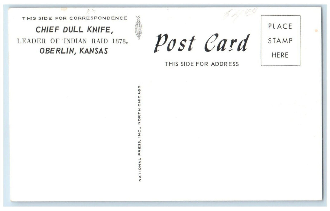 Chief Dull Knife Indian Museum Oberlin Kansas KS, Leader Of Indian Raid Postcard