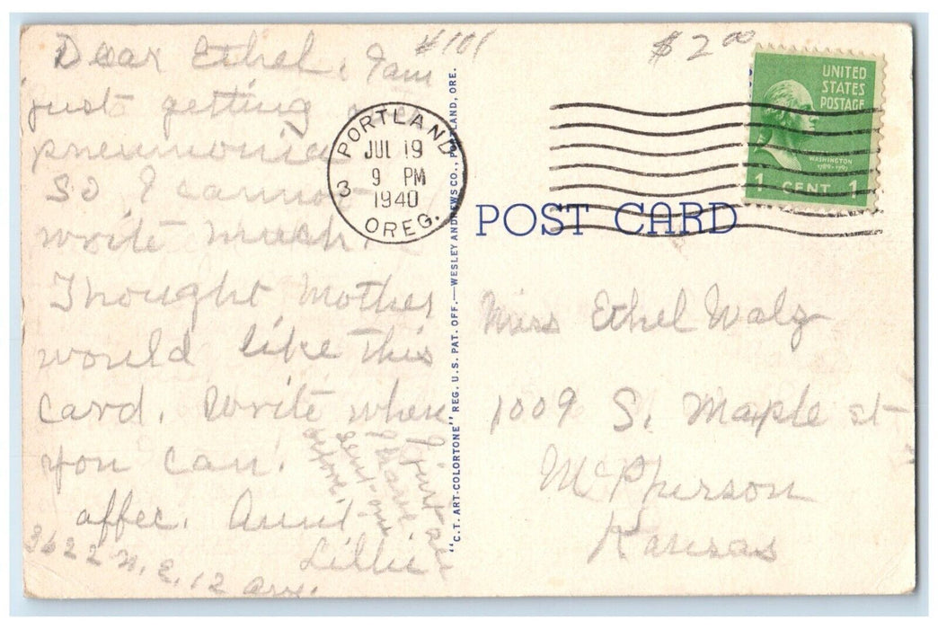 1940 Landing A 36 Pound Chinook Salmon Portland Oregon OR Fishing Postcard