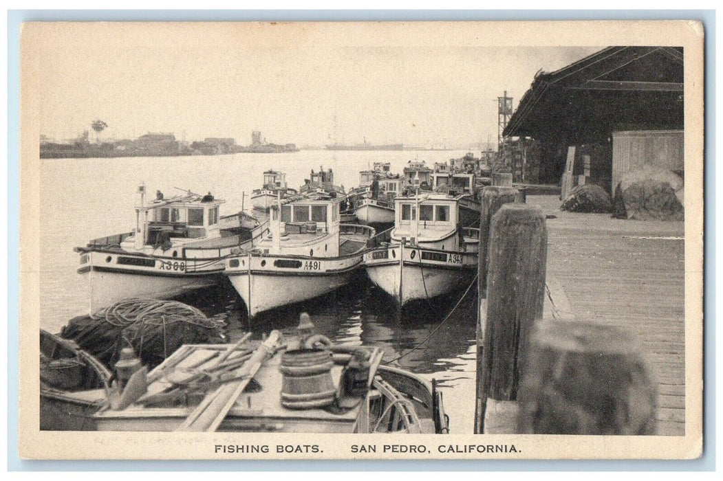 c1910's Fishing Boats Harbor San Pedro California CA Unposted Antique Postcard