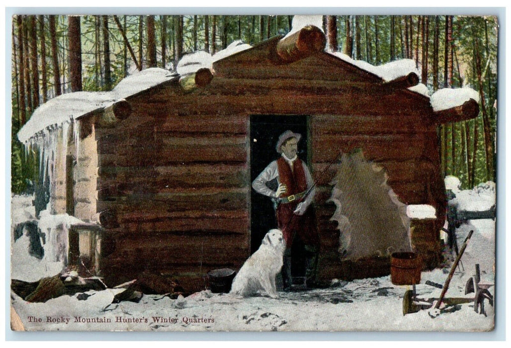 1911 The Hocky Mountain Hunter's Winter Quarters Butte Montana MT Postcard