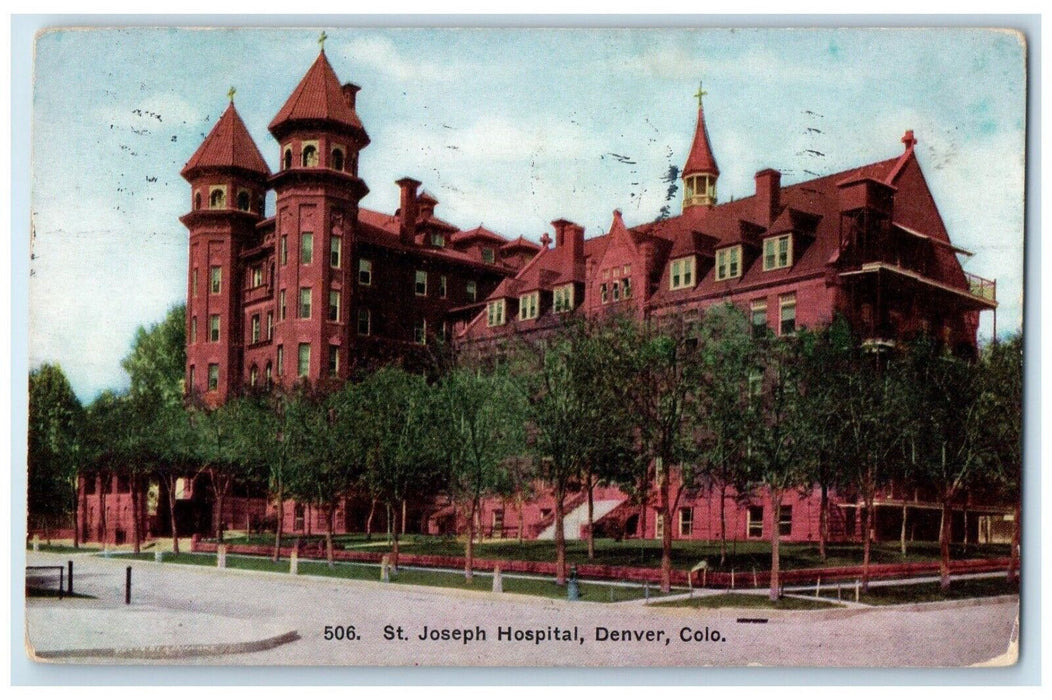 1909 St. Joseph Hospital Building Street View Denver Colorado CO Posted Postcard