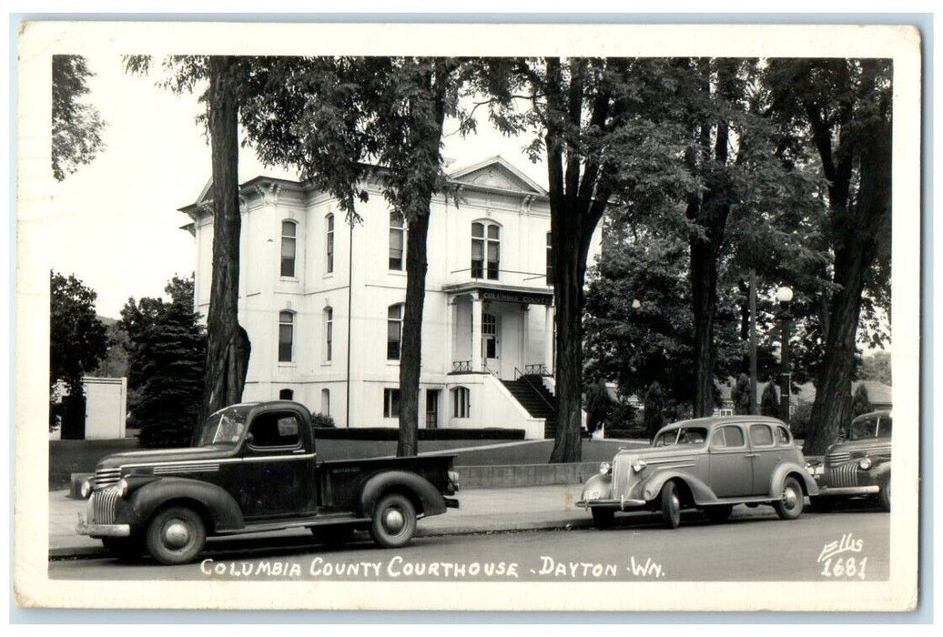 1952 Columbia County Courthouse Ellis Dayton Washington WA RPPC Photo Postcard