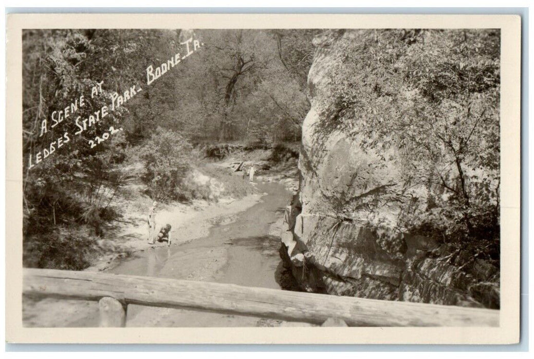 1950 Ledges State Park Creek View Scene Boone Iowa IA RPPC Photo Postcard