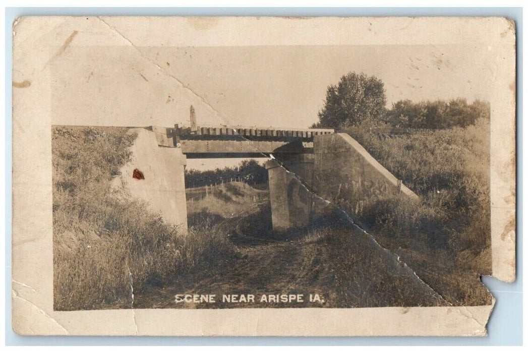 c1920's Railroad Bridge Scene Near Arispe Iowa IA RPPC Photo Posted Postcard