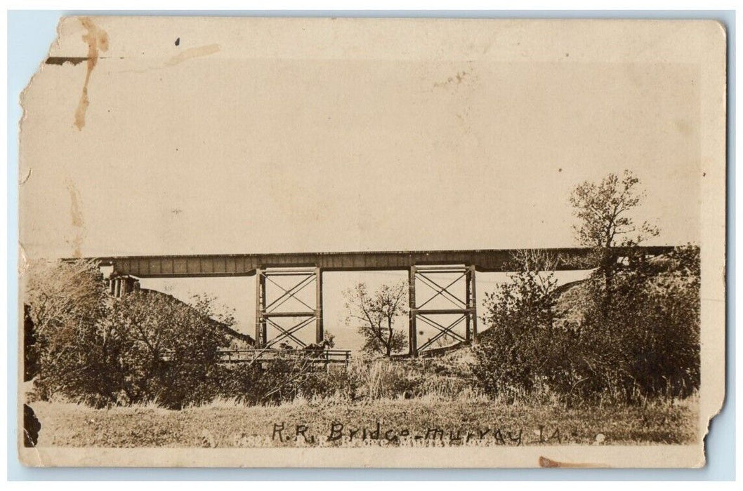 c1920's Railroad Bridge View Murray Iowa IA RPPC Photo Unposted Postcard