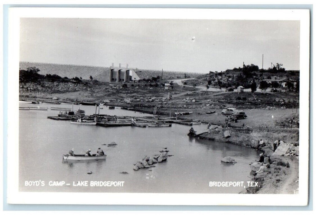 c1940's Boyd's Camp Lake Boats Factory Bridgeport Texas TX RPPC Photo Postcard