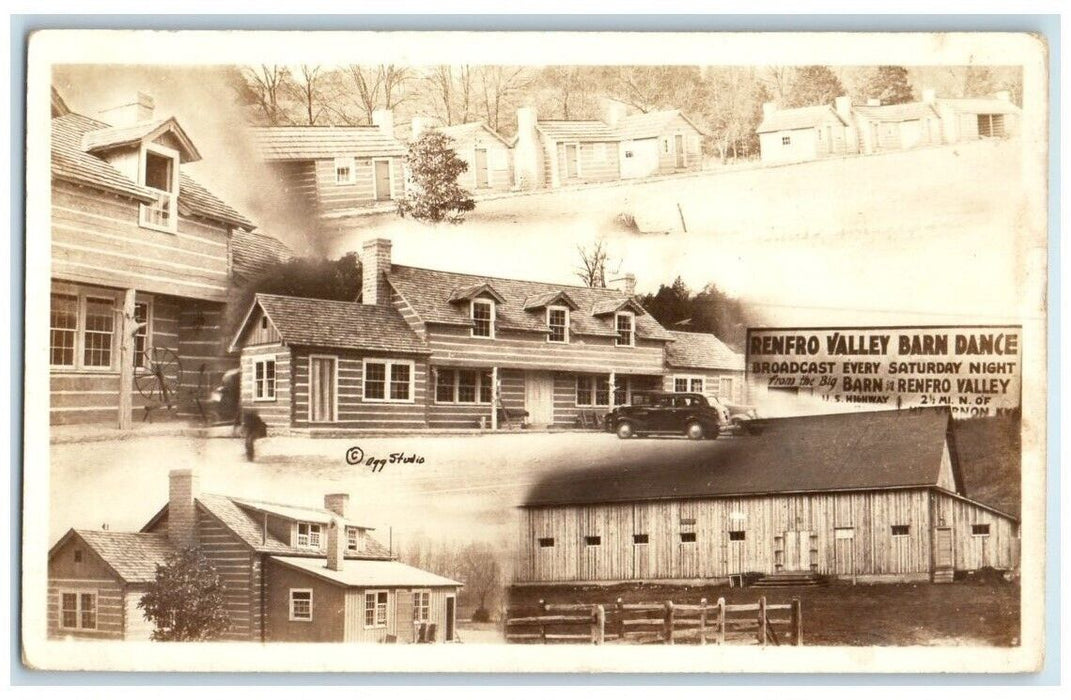 c1940's Multiview Renfro Valley Barn Dance Ogg Kentucky KY RPPC Photo Postcard