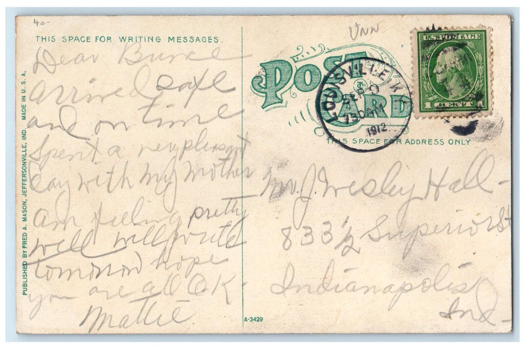1912 Launching Boat Howard's Ship Yard And View Yards Jeffersonville IN Postcard