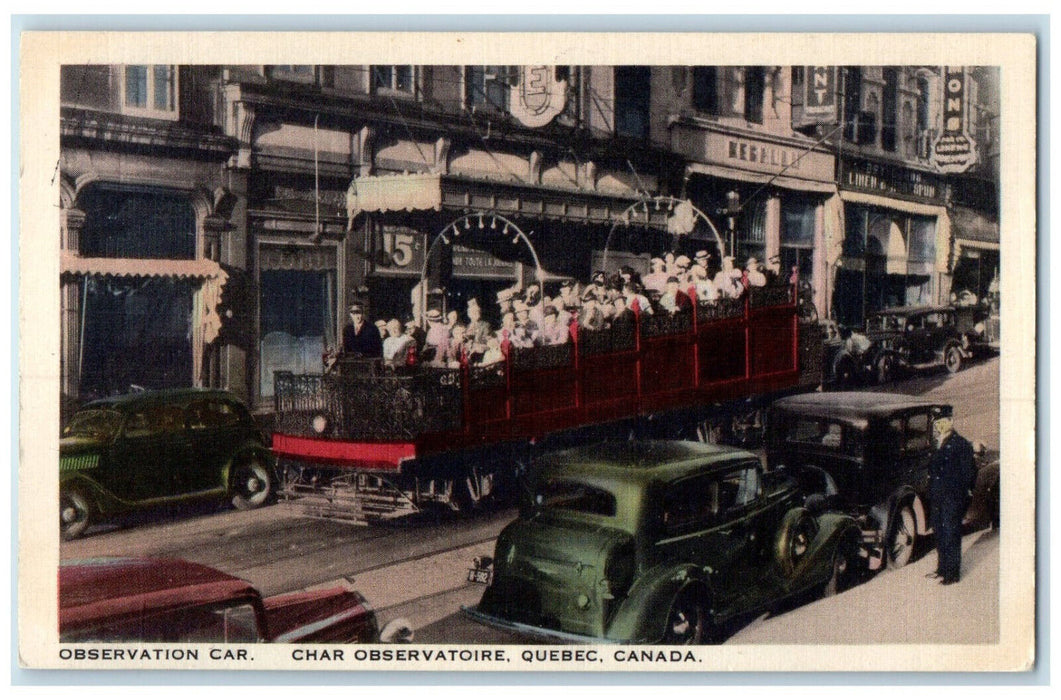 c1940's Business Section Observation Car Quebec Canada Vintage Unposted Postcard