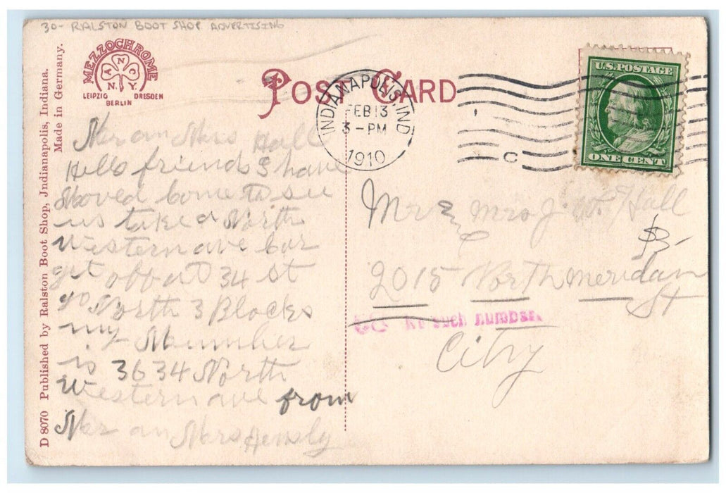 Indiana Pythian Building Indianapolis IN Ralston Boot Shoe Advertising Postcard