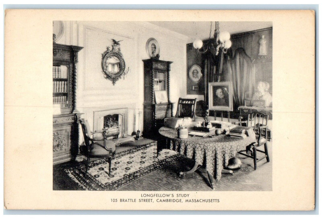 c1905 Longfellow's Study Brattle Street Cambridge MA, Maynard Workshop Postcard