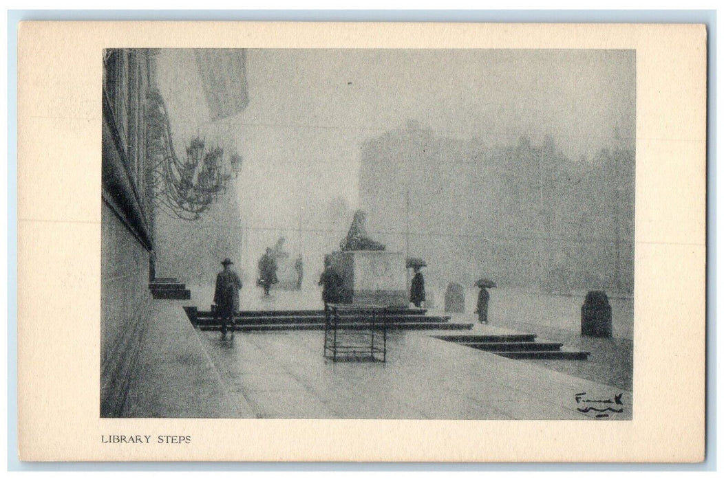 c1910's Library Steps Maynard Workshop Waban Massachusetts MA Antique Postcard