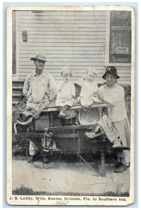 c1910's Family Walking From Orlando FL To Southern Indiana IN Antique Postcard