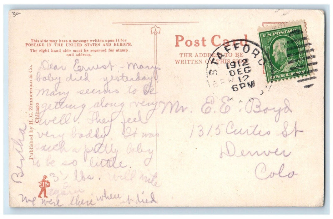 1912 Post Office Block Stafford Kansas KS, Horse Wagon Carriage Antique Postcard
