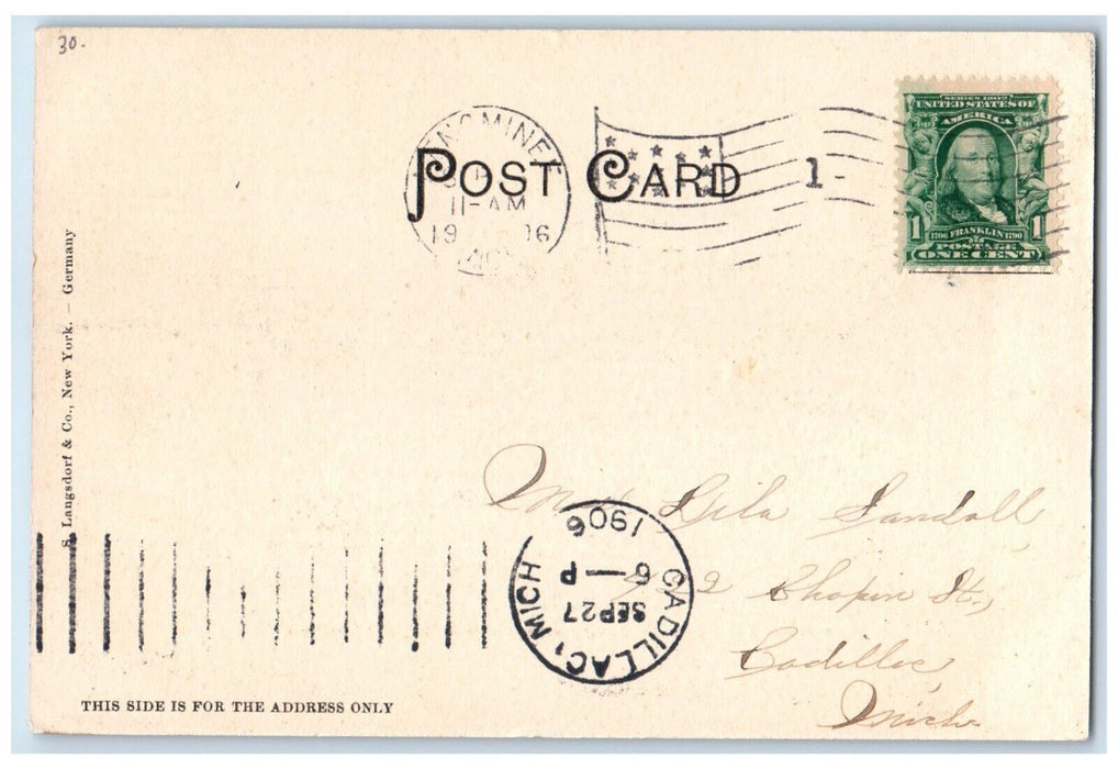 1906 Ann Arbor Car Ferry Entering Menominee River Menominee Michigan MI Postcard