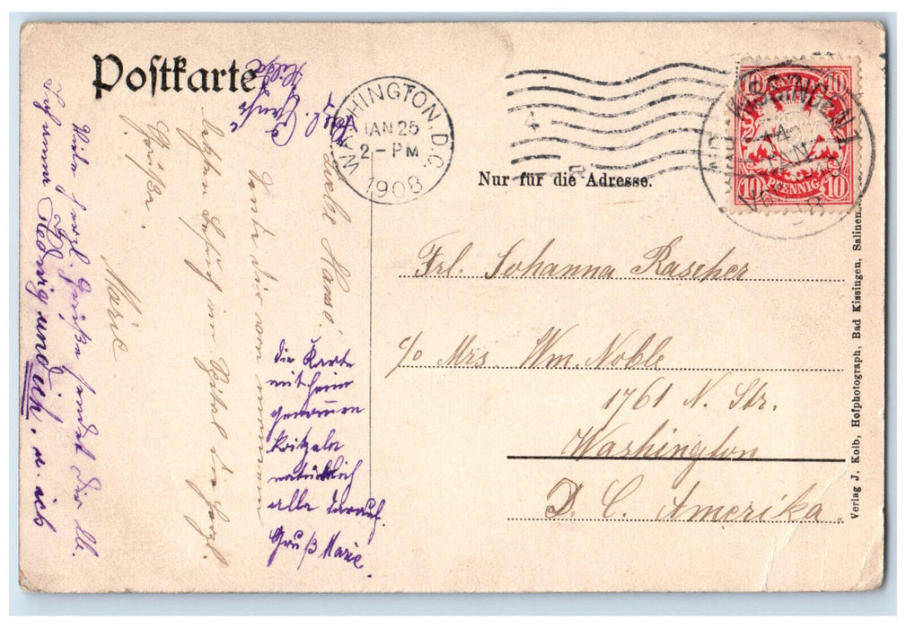 1908 Theresien Hospital Bad Kissingen Germany Antique Posted Postcard