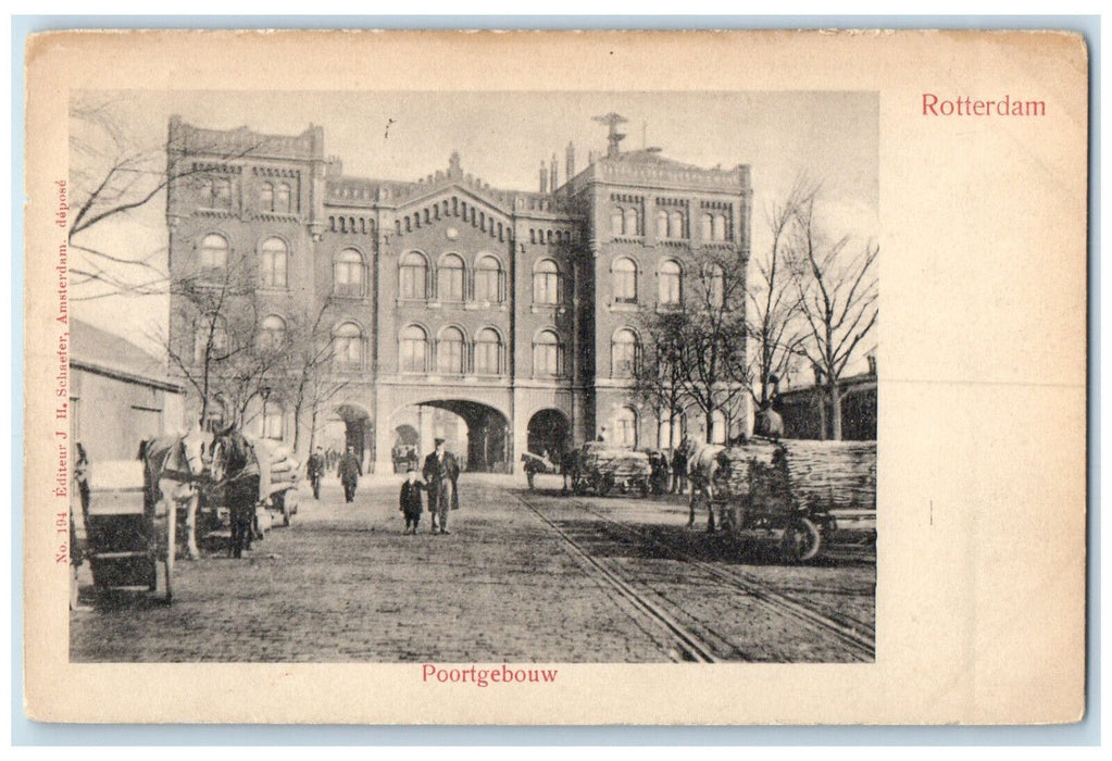 c1905 Scene at Poortgebouw Rotterdam Netherlands Unposted Antique Postcard