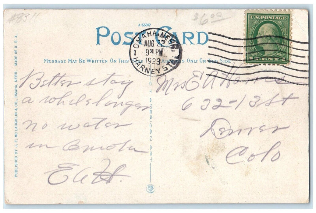 1923 Union Station Exterior Building Classic Cars Street Omaha Nebraska Postcard