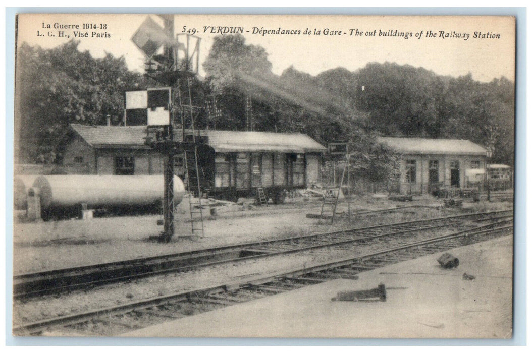 c1910 The Out Buildings of the Railway Station Verdun France Postcard